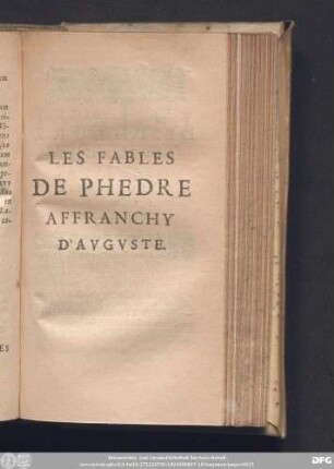 Les Fables De Phedre Affranchy D'Auguste.