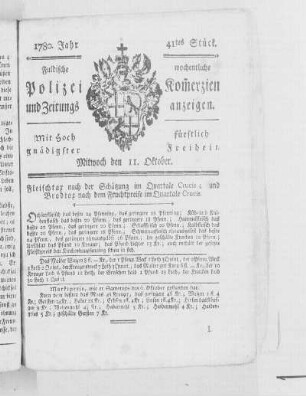 41tes Stück., Ausgabe vom 11. Oktober 1780