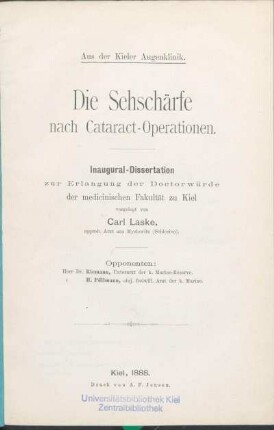 Die Sehschärfe nach Cataract-Operationen