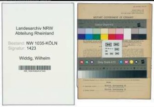 Entnazifizierung Wilhelm Widdig , geb. 04.03.1909 (Schlosser)