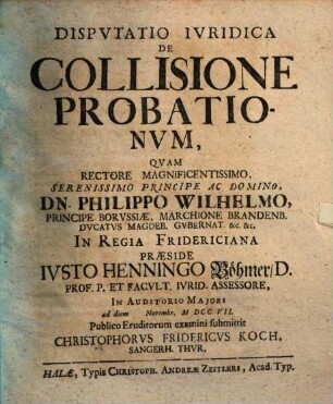 Dispvtatio Ivridica De Collisione Probationvm