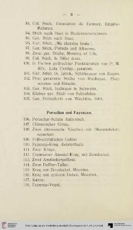 Porzellan und Fayencen (Nr. 106-118)