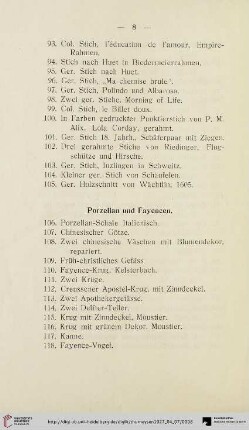 Porzellan und Fayencen (Nr. 106-118)