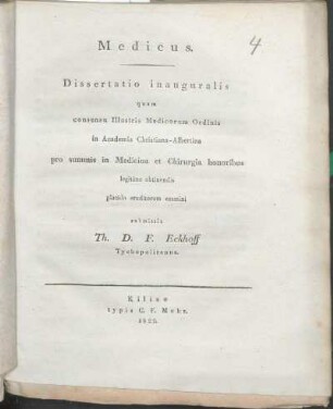 Medicus : Dissertatio Inauguralis