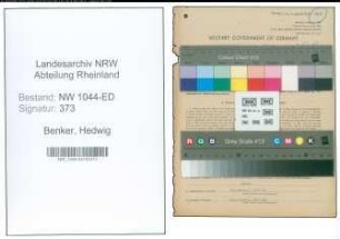 Entnazifizierung Hedwig Benker , geb. 14.01.1913 ()