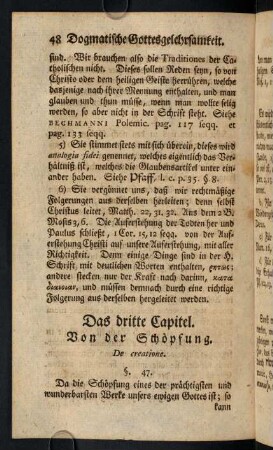 48-54, Das dritte Capitel. Von der Schöpfung.