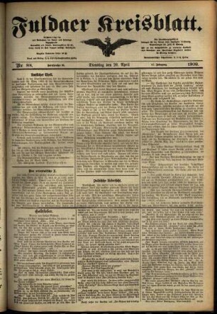 Ausgabe vom Dienstag, den 20. April 1909.