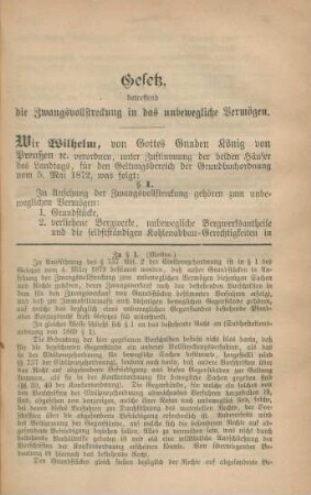 Gesetz, betreffend die Zwangsvollstreckung in das unbewegliche Vermögen.