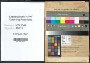 Entnazifizierung Kurt Kemper , geb. 27.03.1898 (kfm. Angestellter)