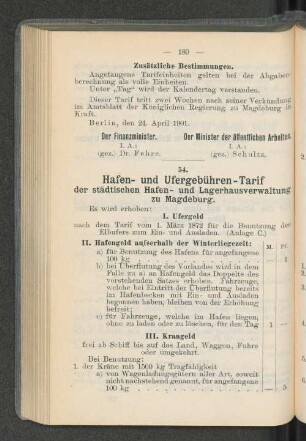 Hafen- und Ufergebühren-Tarif