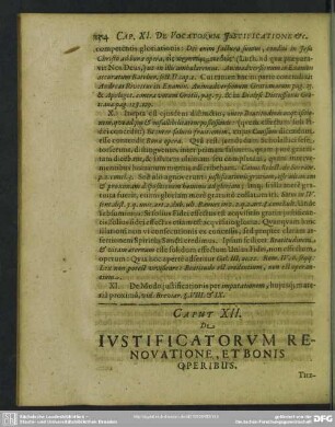 Caput XII. De Justificatorum Renovatione, Et Bonis Operibus