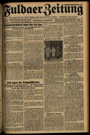 Erste Ausgabe vom Donnerstag, den 30. April 1931.