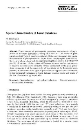 Spatial characteristics of giant pulsations