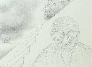 Mensch vor Treppe