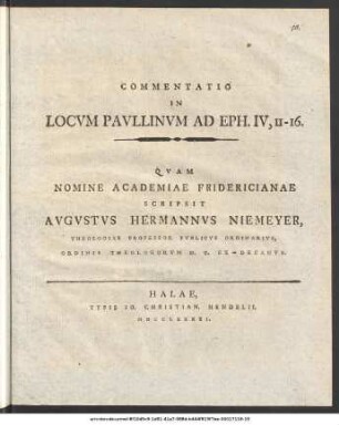 Commentatio In Locvm Pavllinvm Ad Eph. IV, 11-16