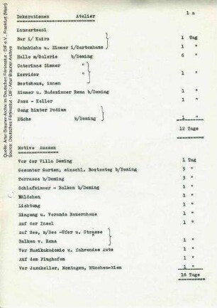 Liste Dekorationen und Außenmotive