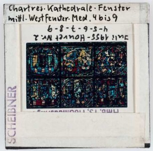 Chartres: Kathedrale, Glasfenster, mittleres Westfenster Medaillion 4 bis 9