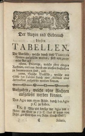 Der Nutzen und Gebrauch dieser Tabellen.