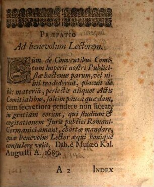 Ahasveri Fritschii, ICti & Cancellarii Schwarzburgici Dissertatio Iuris Publici, De Diaetis Comitum Imperii, (Von Graven-Tägen.)