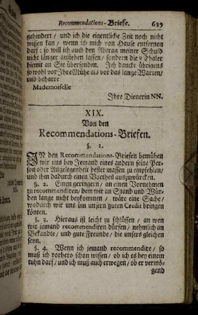 XIX. Von den Recommendations-Briefen.