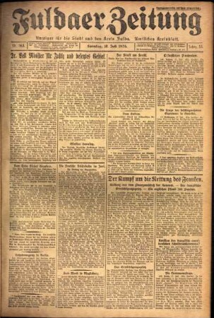 Erste Ausgabe vom Sonntag, den 18. Juli 1926.