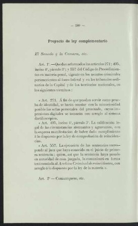 Proyecto de ley complementario