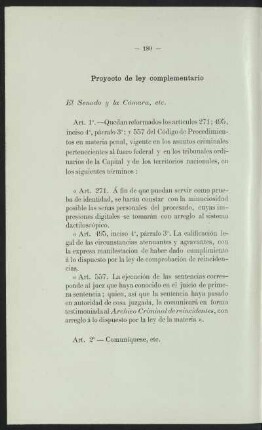 Proyecto de ley complementario