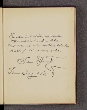 Julius Brandt. – Hamburg, 05.04.1909