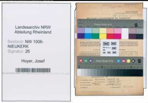 Entnazifizierung Josef Hoyer , geb. 04.06.1902 (Landwirt)