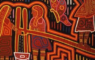 Mola der Kuna Indianer : Mola-Textilkunstwerk der Kuna Indianer, aufgenommen 1989 in Panam