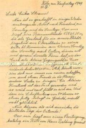 Brief an das Pendle Hill College - Sachkonvolut