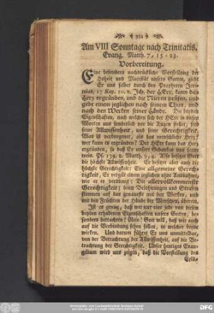 Am VIII Sonntage nach Trinitatis. Evang. Matth. 7, 15 - 23.