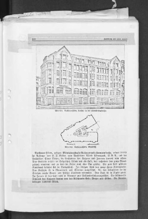 Abb. 851. Rathaus-Hörn, Ansicht in der Mönckebergstraße. Abb. 852. Rathaus.Hörn, Grundriß.