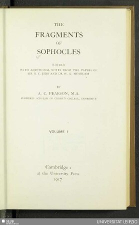 1: The fragments of Sophocles : in three volumes