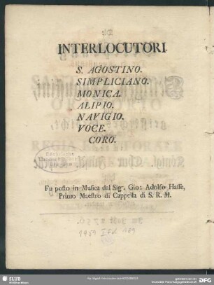 Interlocutori / Singende Personen
