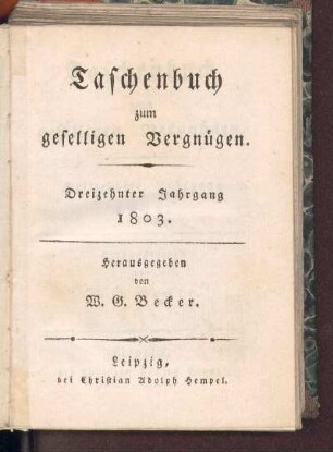 13.1803: Taschenbuch zum geselligen Vergnügen, 13.1803