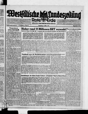 Westfälische Landeszeitung : Rote Erde : amtliches Blatt der National-Sozialistischen Arbeiter-Partei