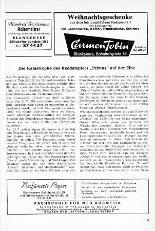 Die Katastrophe des Raddampfers "Primus" auf der Elbe