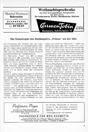 Die Katastrophe des Raddampfers "Primus" auf der Elbe