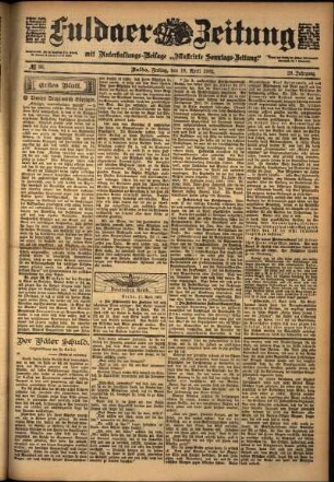 Erste Ausgabe vom Freitag, den 18. April 1902.