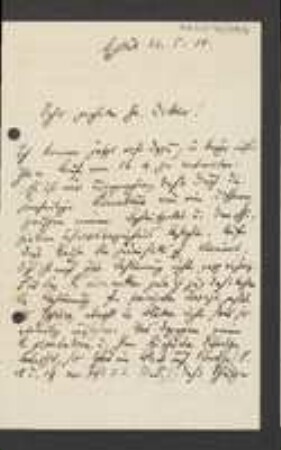 Brief von Joseph Schwertschlager an Unbekannt