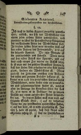 Siebentes Kapittel. Unterscheidungskennzeichen der Wechselfieber.