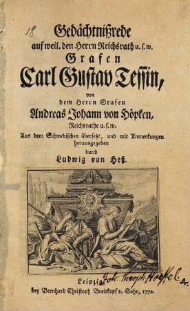 Gedächtnißrede auf C. Gustav Tessin