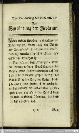 Von Entzündung der Gedärme