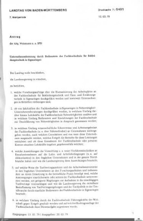 Drucksachen 5401-5650: Anträge, Anfragen, Gesetzentwürfe