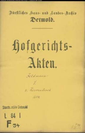 Feldmann, Gerd gegen Philipp von Kerssenbrock - Schuldforderung