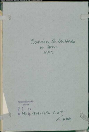 Kirchenbuchduplikat der evangelischen Gemeinde Rahden, Kreis Lübbecke (GHT 1848-1852) (Gemeinde: Evangelische Gemeinde Rahden)