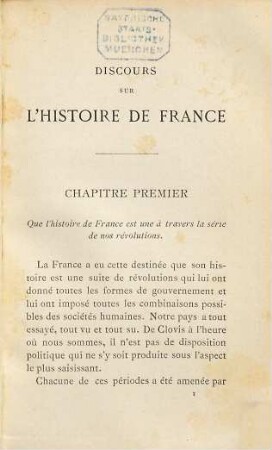 Discours sur l'histoire de France