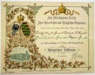 Einladungskarte für Leopold Hermann von Boyen zum Ball und Souper im Königlichen Schloss zu Berlin