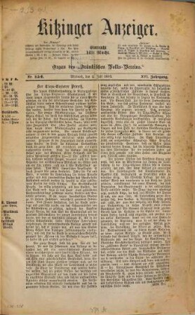Kitzinger Anzeiger. 1883, 2 = Jg. 16